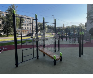 006516 - Воркаут-комплекс с турником, брусьями, шведской стенкой и наклонной скамьей для пресса
